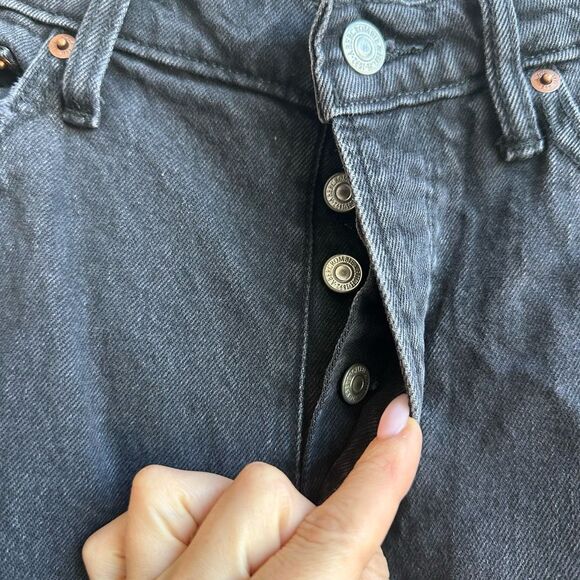 Abercrombie & Fitch The Dad High Rise Straight Black Button Fly Jeans Size 28/6 - Picture 4 of 7